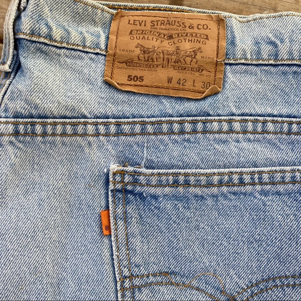 Vintage 505 Levi's Jeans Orange Tab - Picture 2 of 9